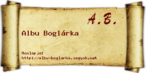 Albu Boglárka névjegykártya